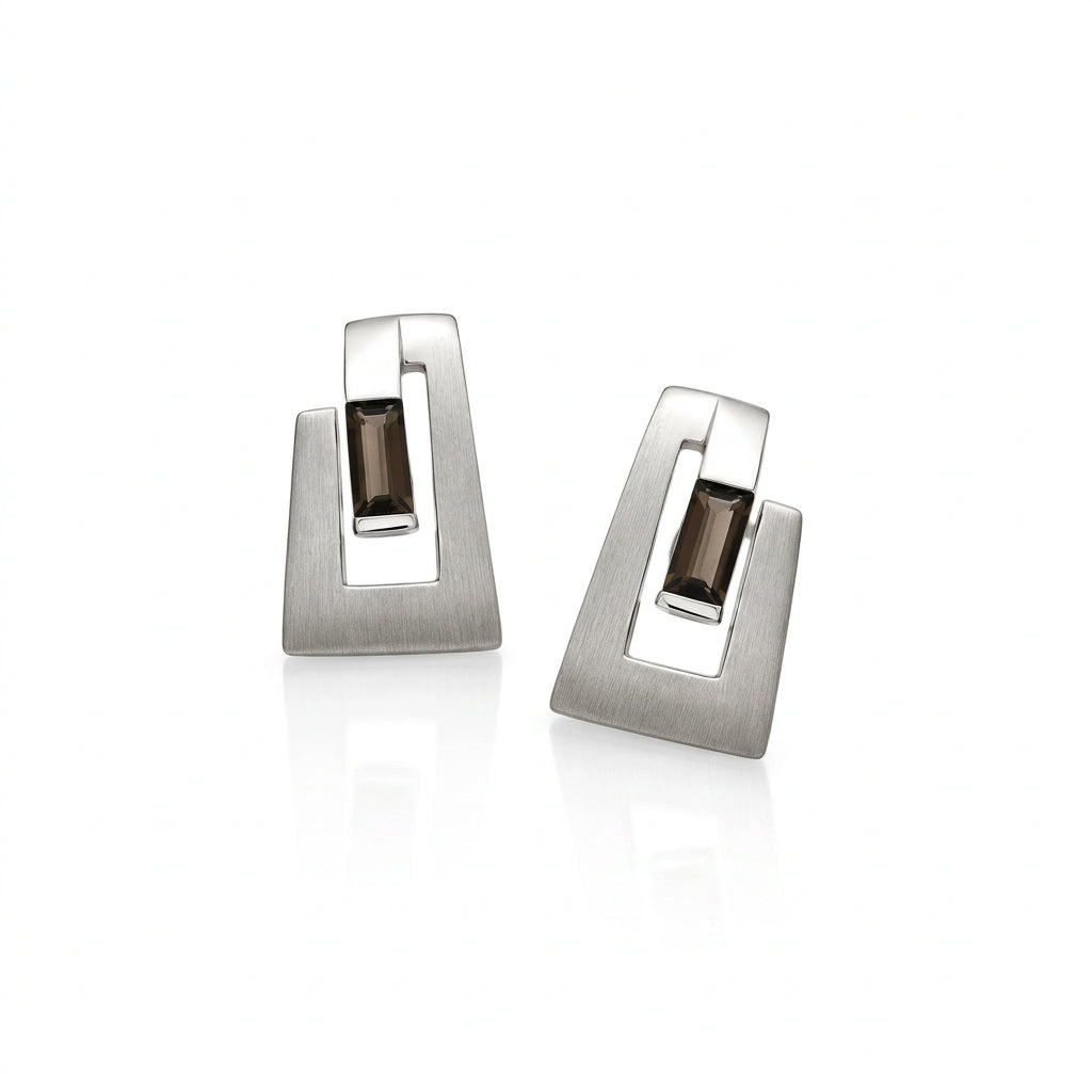 Blue Topaz and Garnet earrings in sterling silver, style E9360 - view 6