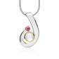 Blue Topaz and Cultured Pearl pendant in sterling silver, style P7315 - view 2