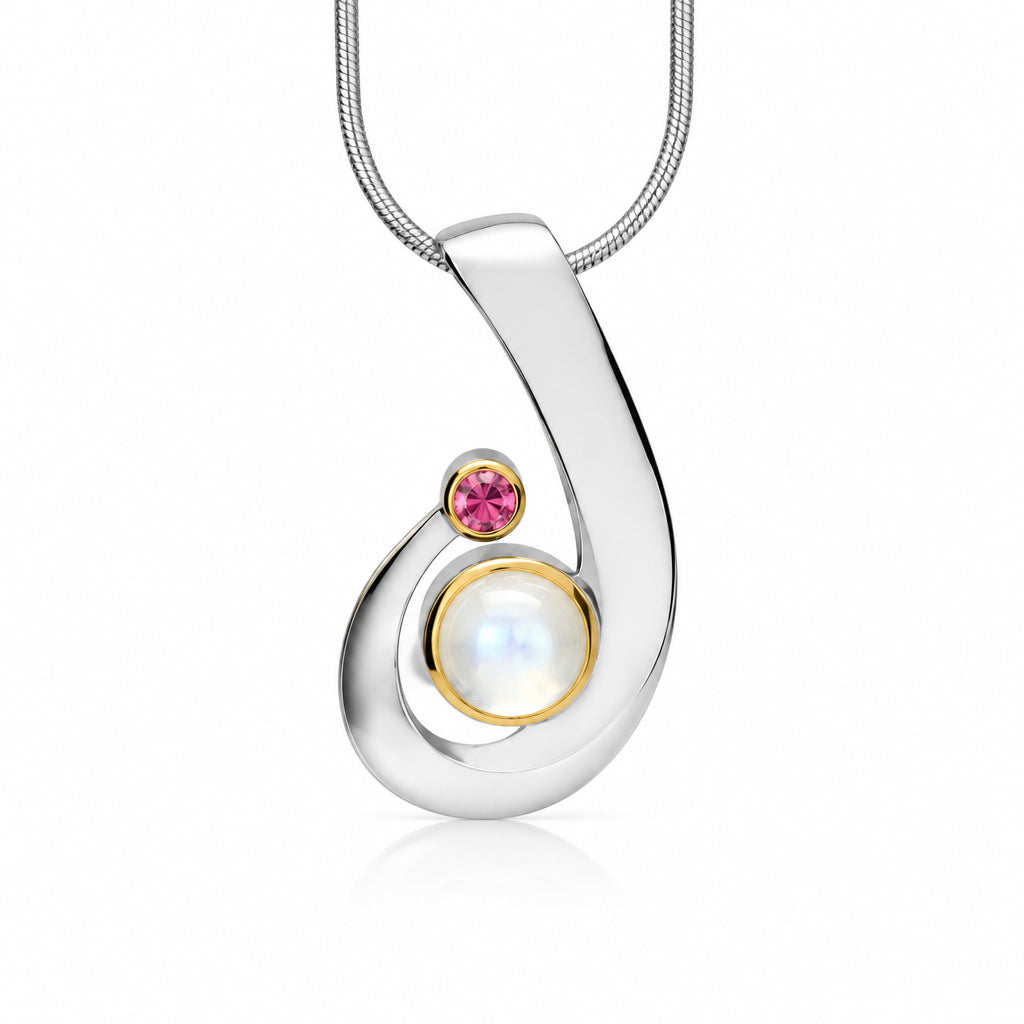Blue Topaz and Cultured Pearl pendant in sterling silver, style P7315 - view 2