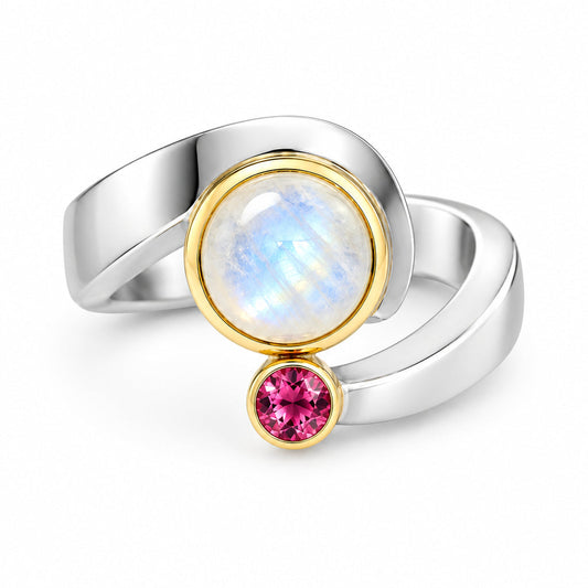 Citrine and Moonstone ring in sterling silver by Joryel Vera, style R6981 - view 2