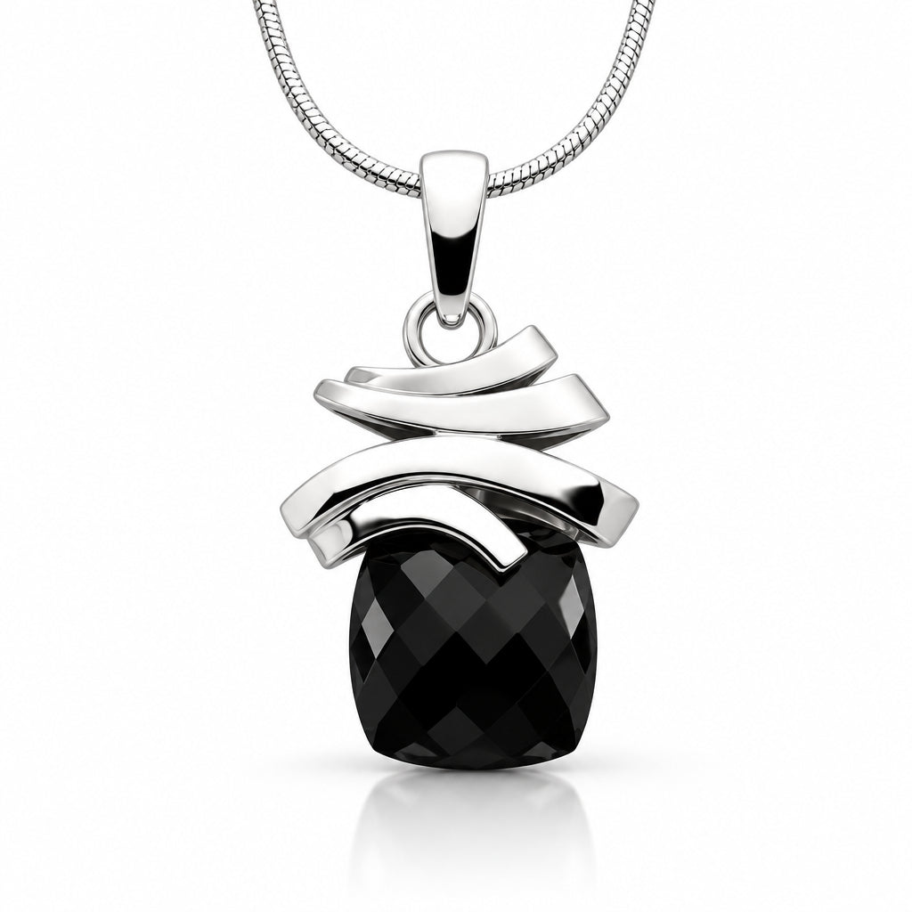 Black Onyx pendant in sterling silver, style P7323