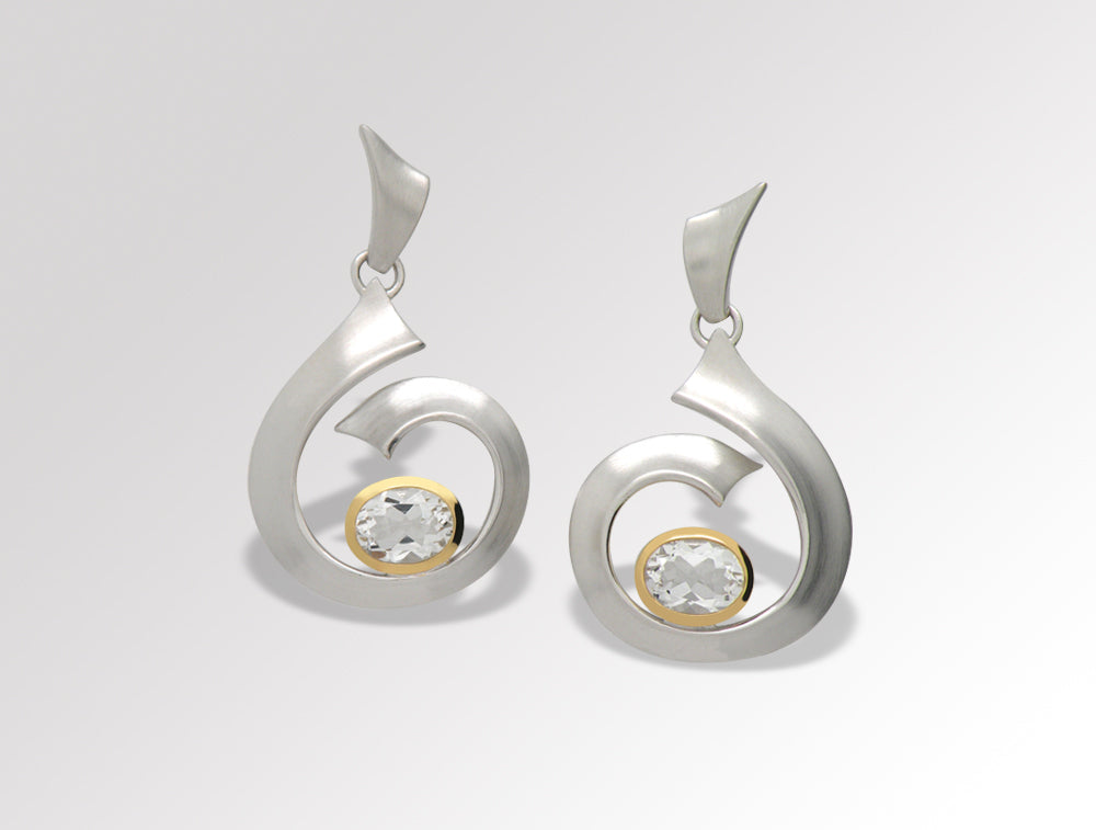 Amethyst and Citrine earrings in sterling silver, style E8469 - view 2