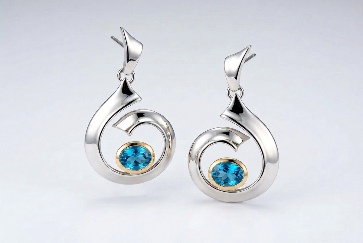 Spiral Wave Earrings in 925 Sterling Silver | E8469