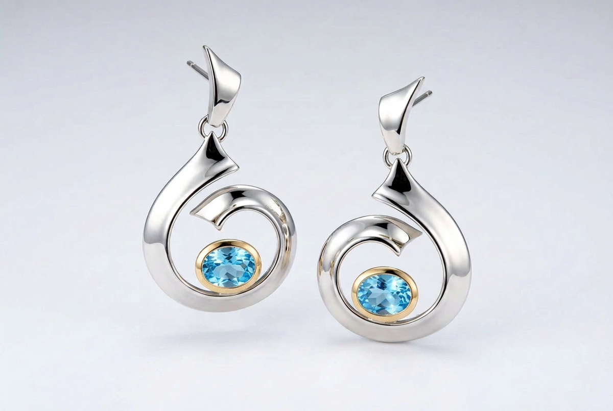 Spiral Wave Earrings in 925 Sterling Silver | E8469