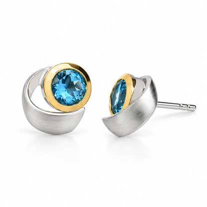 Amethyst and Blue Topaz earrings in sterling silver, style E9291