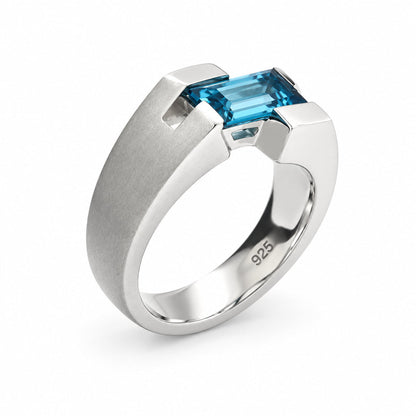 Amethyst and Blue Topaz ring in sterling silver, style R6979 - view 3