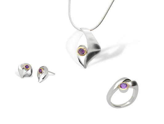 Pink Topaz jewelry set in sterling silver - view 3