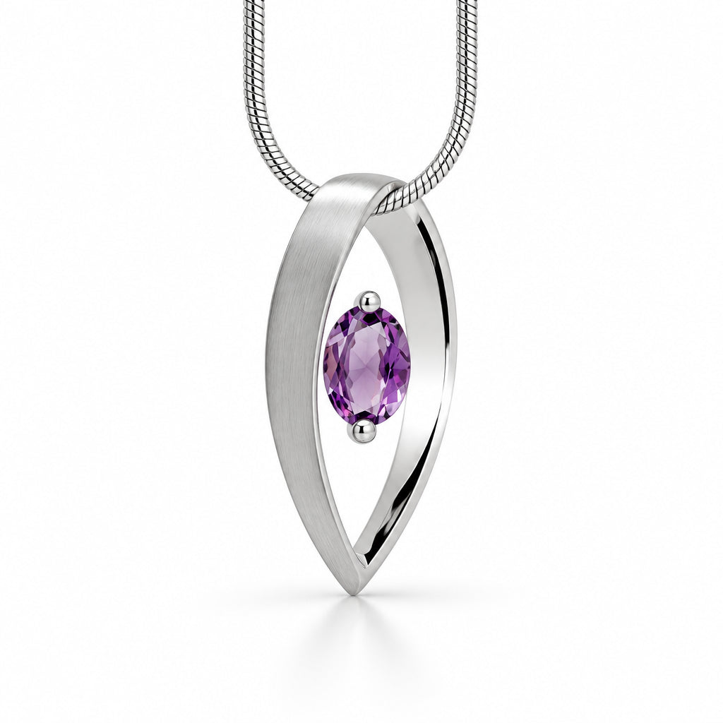 Amethyst and Blue Topaz pendant in sterling silver, style P7320 - view 5