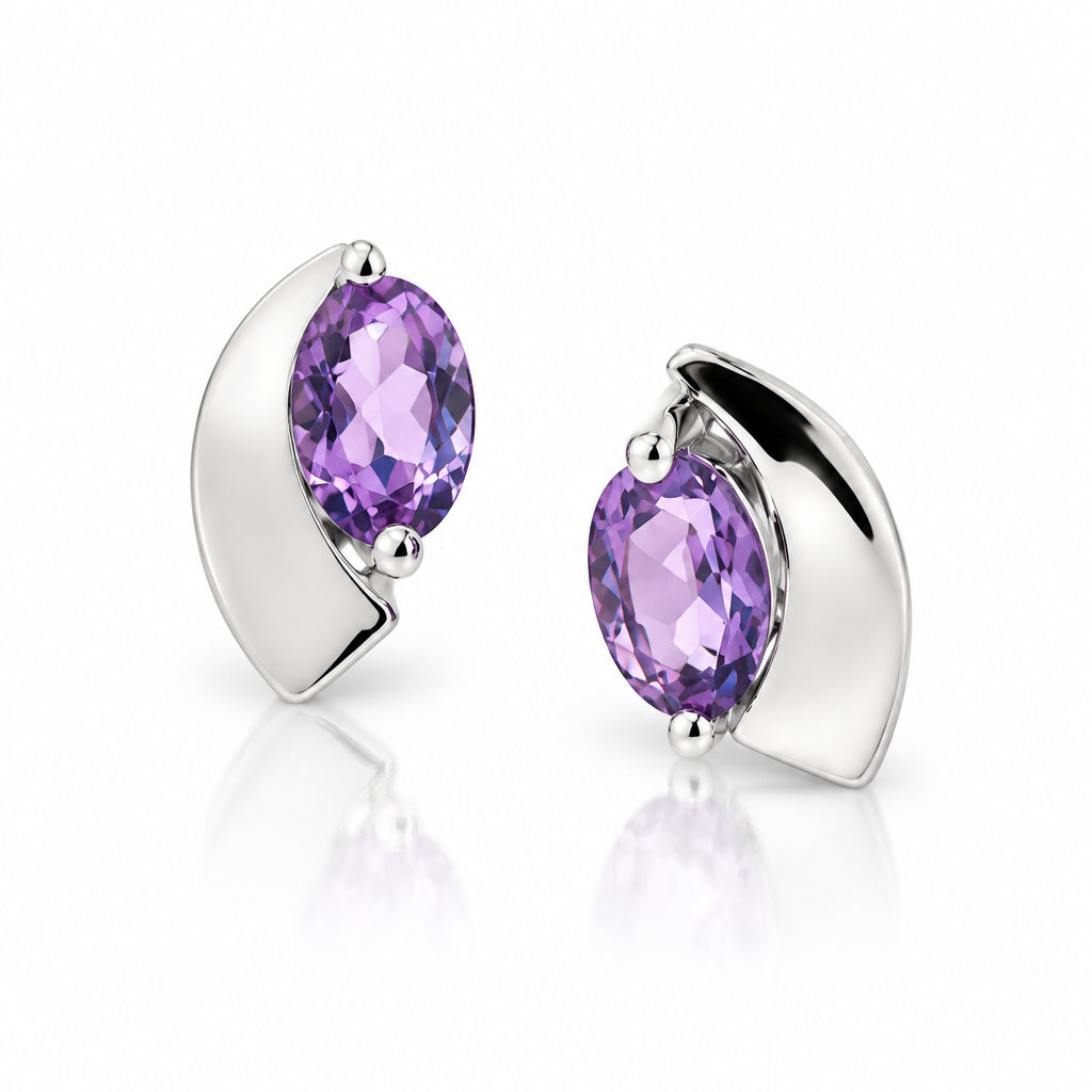 Amethyst and Blue Topaz earrings in sterling silver, style E9298 - view 5