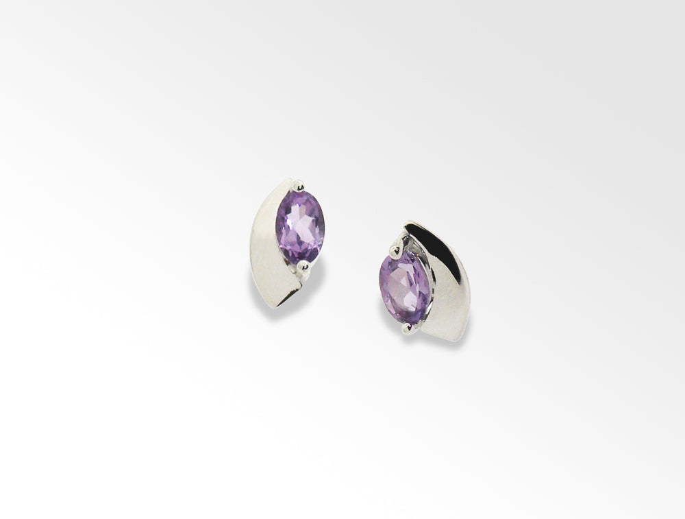 Oval Gemstone Earring E9298 - E9298 Amethyst - Earring