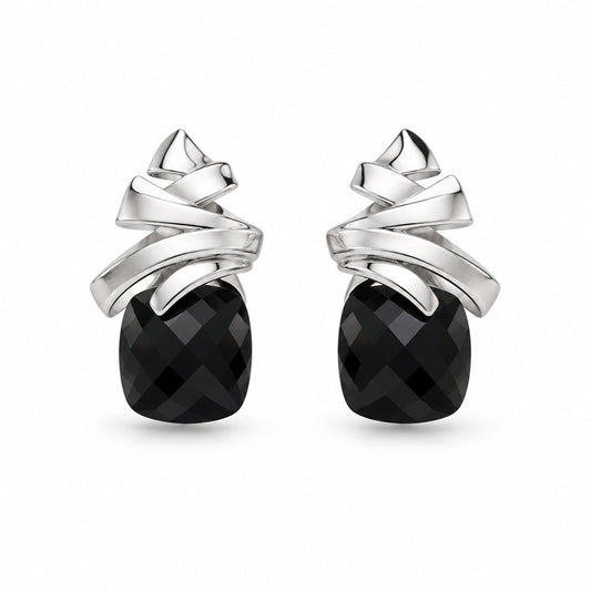 Black Onyx earrings in sterling silver, style E9303