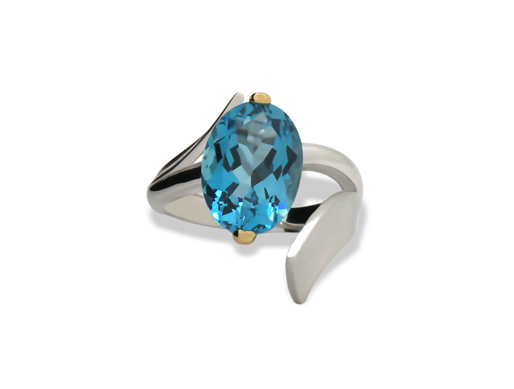 Amethyst and Blue Topaz ring in sterling silver, style R6492 - view 4