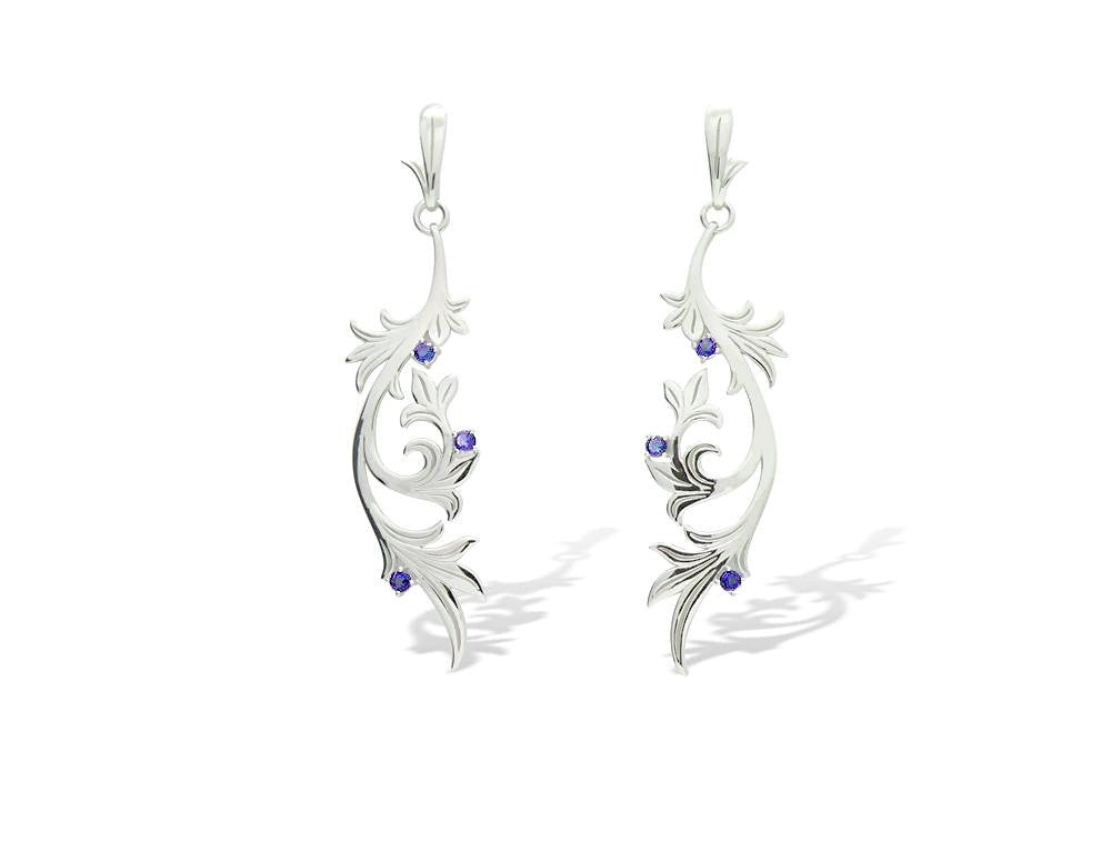Garnet and Iolite earrings in sterling silver, style E9305 - view 4