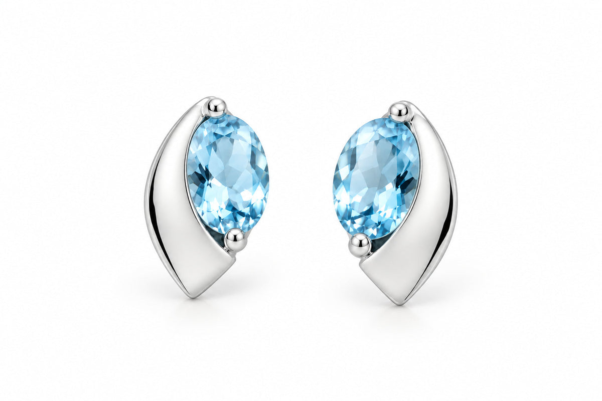 Amethyst and Blue Topaz earrings in sterling silver, style E9298 - view 4
