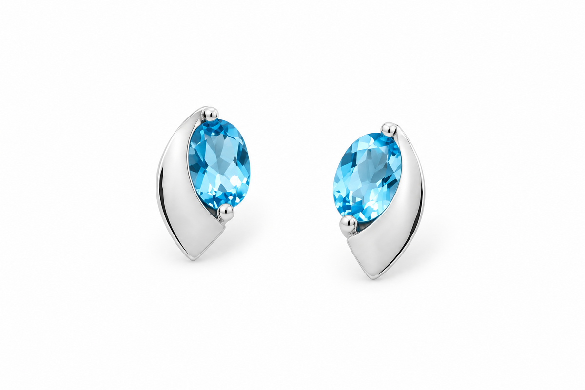 Oval Gemstone Earrings in 925 Sterling Silver | E9298 - view 12