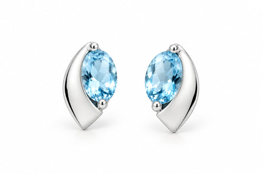 Amethyst and Blue Topaz earrings in sterling silver, style E9298 - view 4