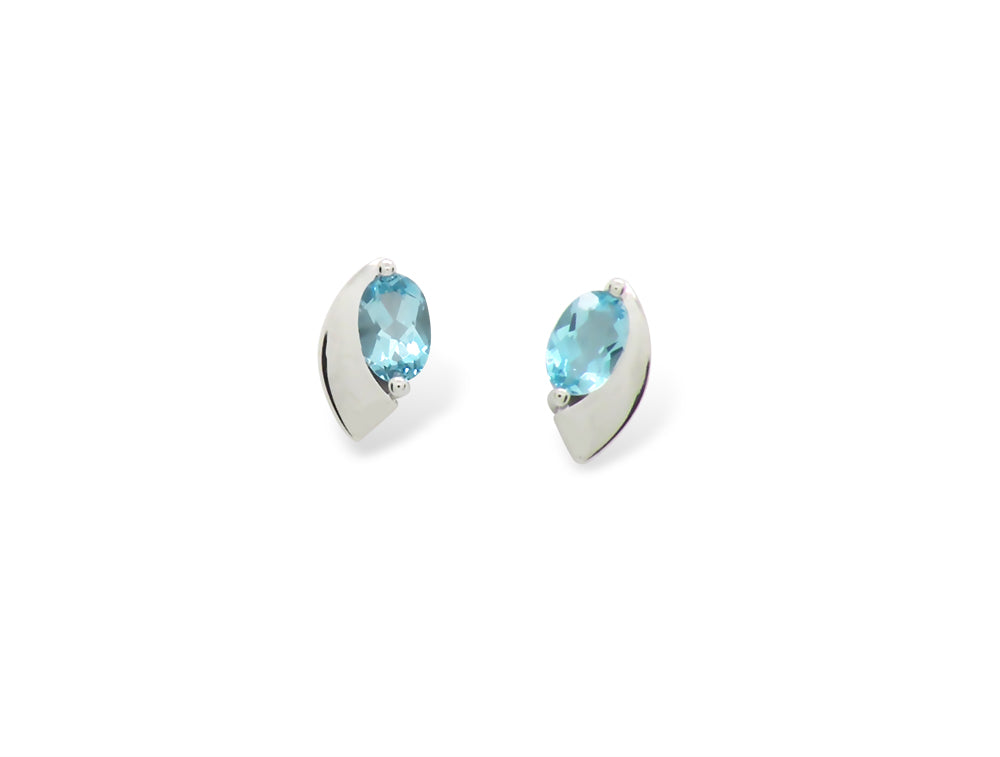 Oval Gemstone Earring E9298 - E9298 Blue Topaz - Earring