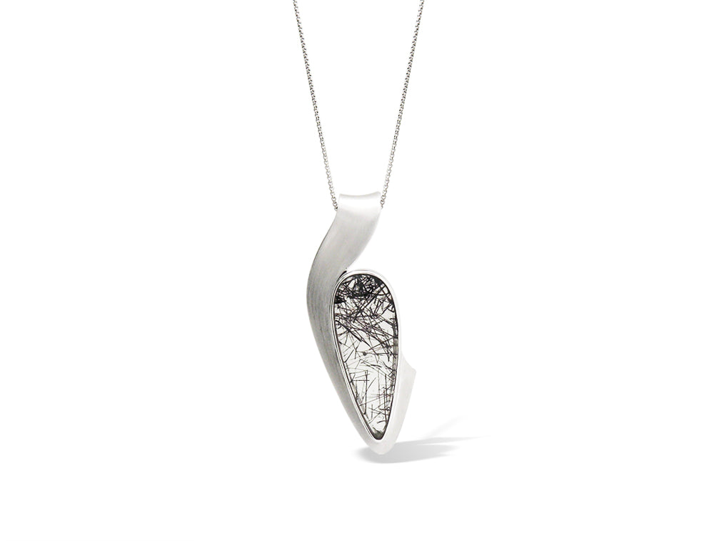 Tourmalated Quartz pendant in sterling silver, style P7358