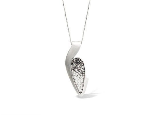 Tourmalated Quartz pendant in sterling silver, style P7358