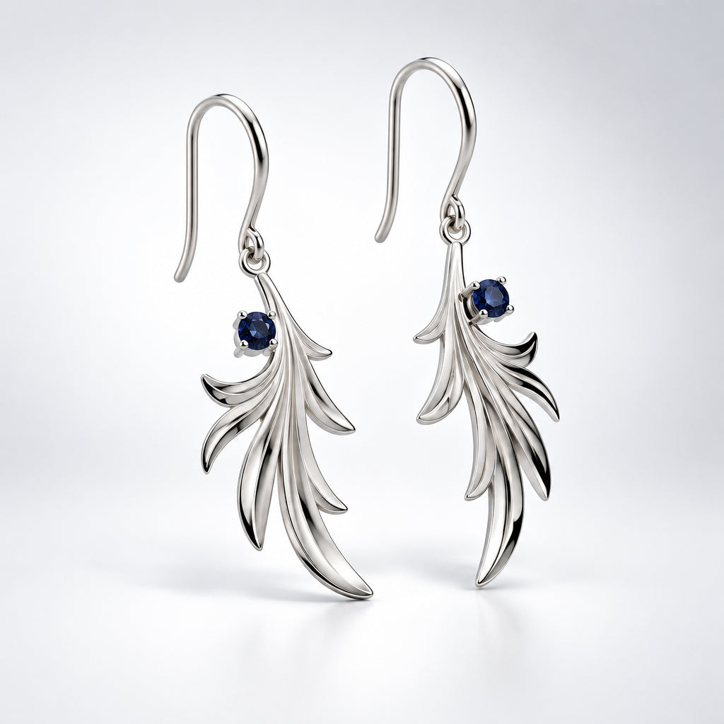 Garnet and Iolite earrings in sterling silver, style E9304 - view 2