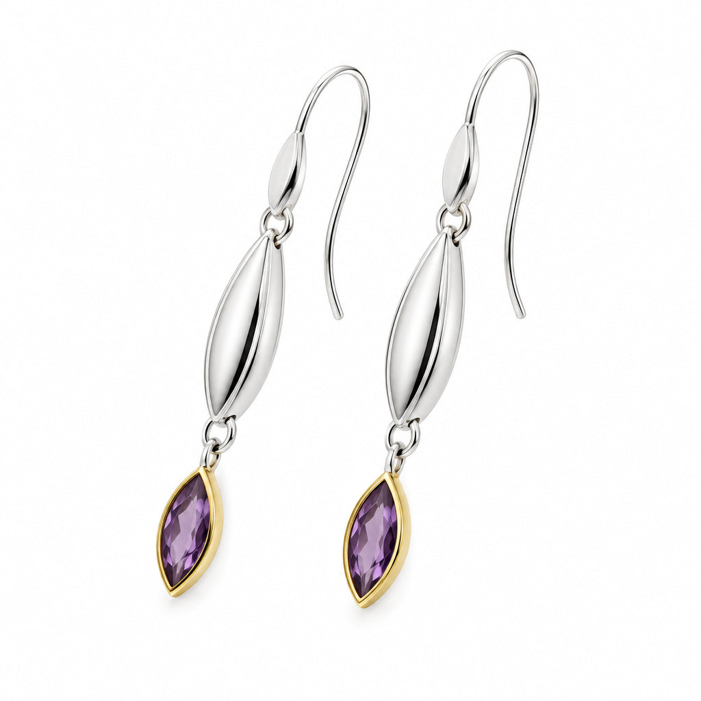 Amethyst and Blue Topaz earrings in sterling silver, style E9344 - view 3