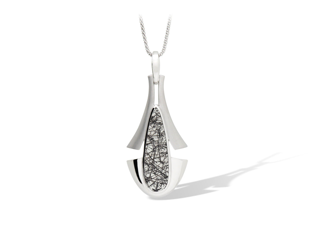 Tourmalated Quartz pendant in sterling silver, style P7344