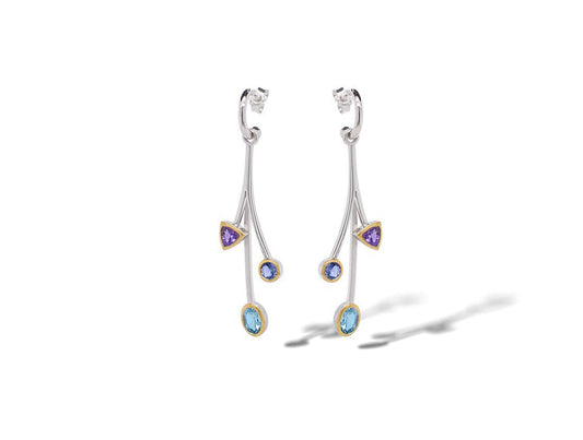 Multiple Gemstone Earring E8435 - E8435 AMT/BTP/TANZ/TPW - Earring