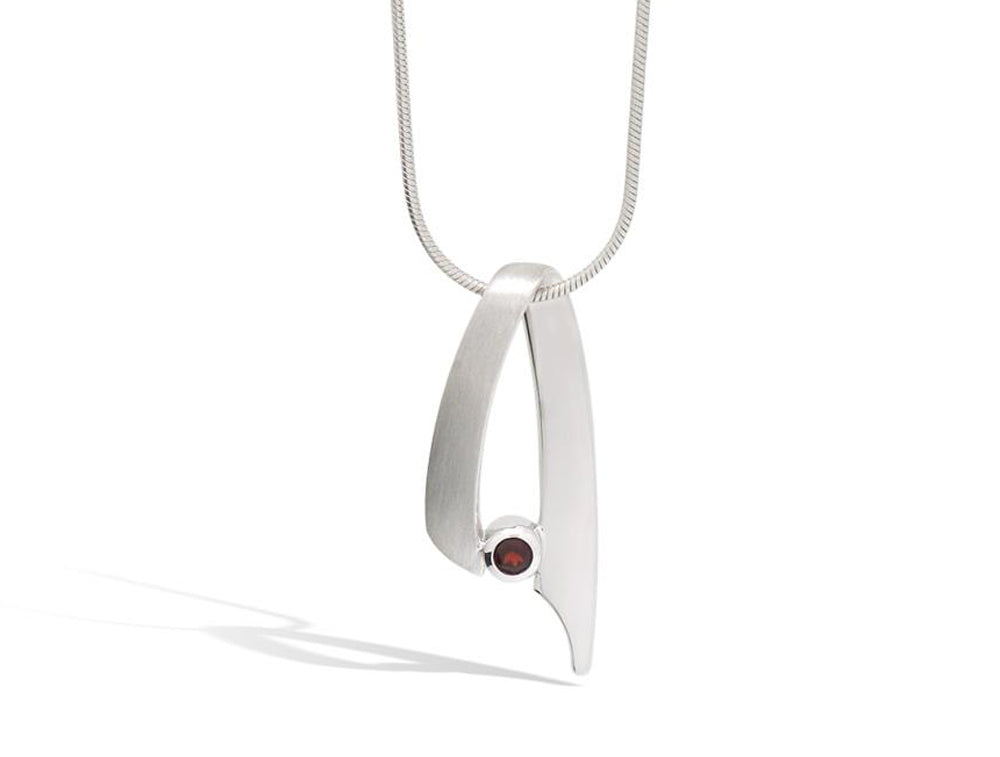 Blue Topaz and Garnet pendant in sterling silver, style P2289