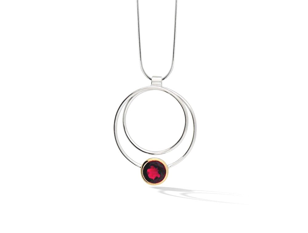 Green Amethyst and Amethyst pendant in sterling silver, style P6476