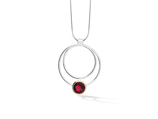 Double Circle Gemstone Pendant P6476 - P6476 Mozambique Garnet - Pendant