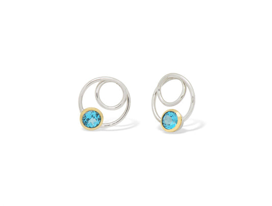 Amethyst and Blue Topaz earrings in sterling silver, style E7798 - view 3