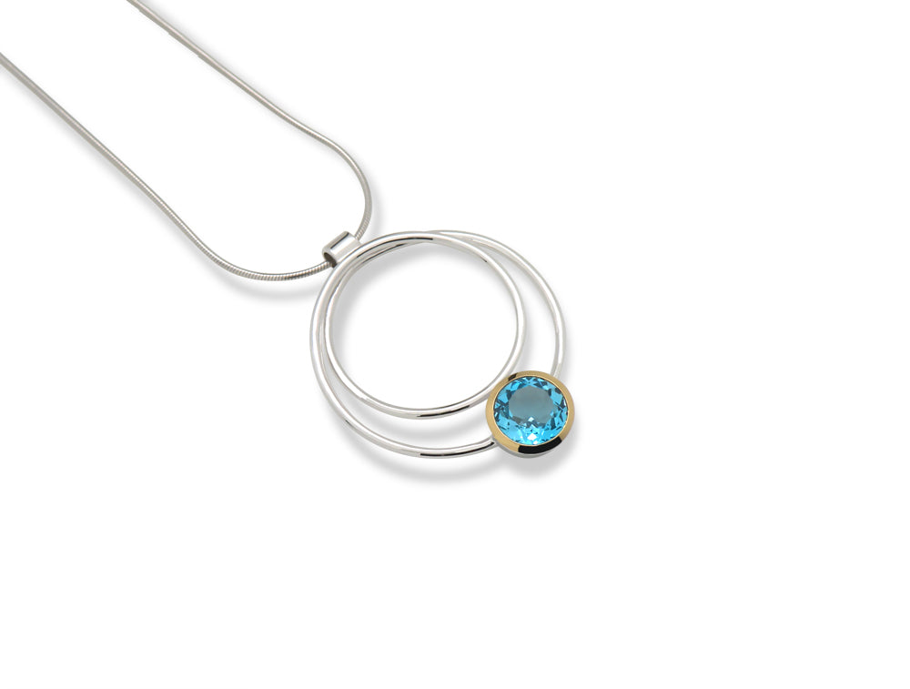 Green Amethyst and Amethyst pendant in sterling silver, style P6476 - view 3