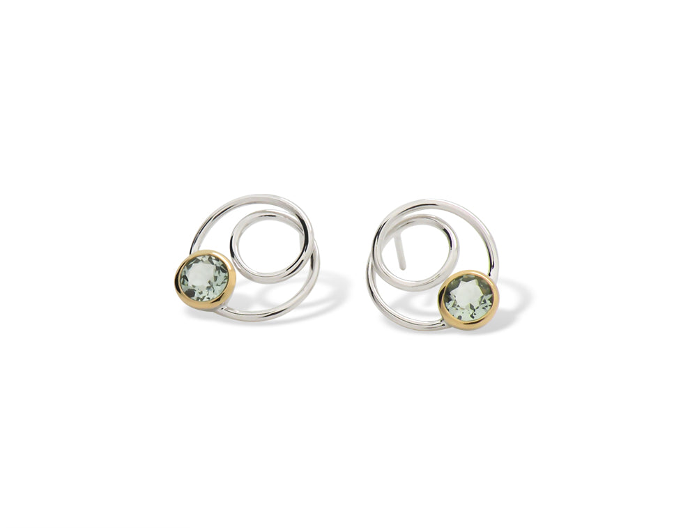 Spiral Circle Gemstone Earring E7798 - E7798 (Prasiolite) Green Amethyst - Earring