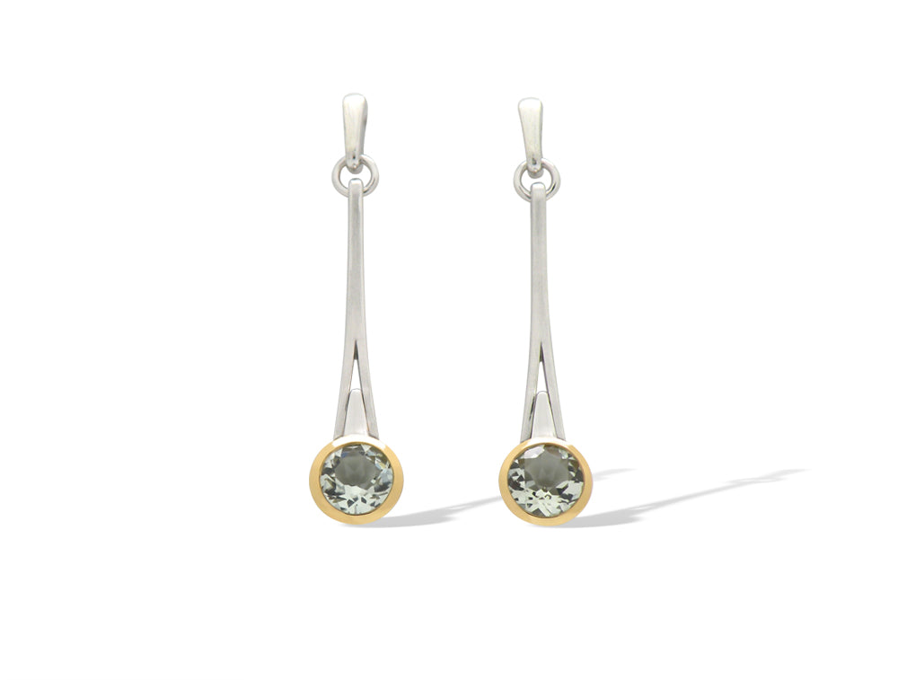 Green Amethyst and Amethyst earrings in sterling silver, style E7801 - view 5