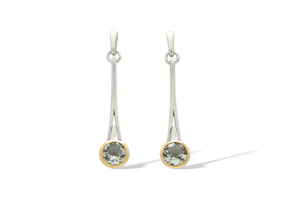 Green Amethyst and Amethyst earrings in sterling silver, style E7801 - view 5