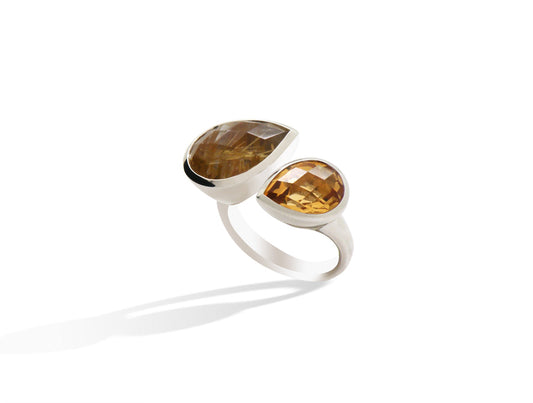 Amethyst and Citrine ring in sterling silver, style R6588 - view 5