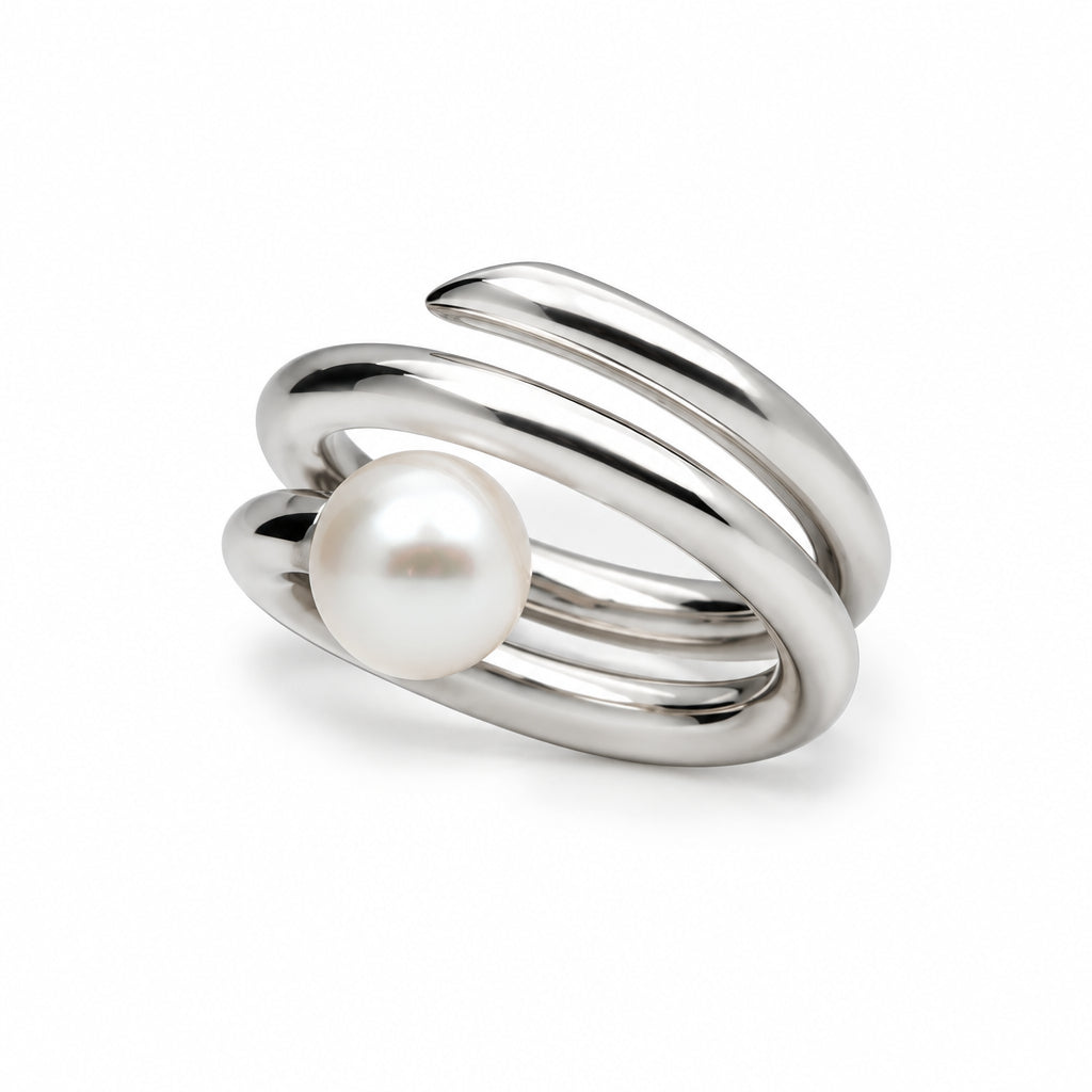 Cultured Pearl ring in sterling silver, style R3968