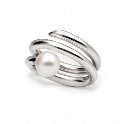 Cultured Pearl ring in sterling silver, style R3968