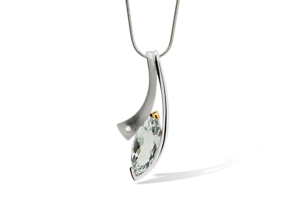 Green Amethyst and White Topaz pendant in sterling silver, style P6496 - view 2