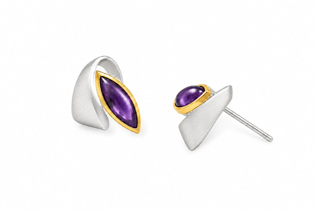 Chrysoprase and Peach Moonstone earrings in sterling silver, style E7621