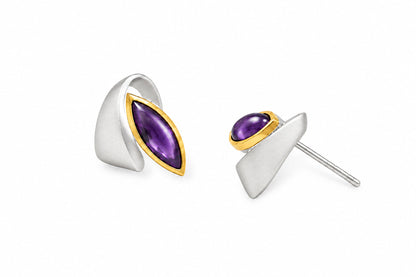 Chrysoprase and Peach Moonstone earrings in sterling silver, style E7621