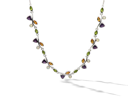 Multi Gemstone Necklace N2077 - Amethyst / Citrine / Ethiopian Opal - Necklace