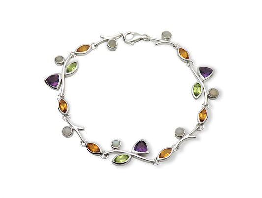 Amethyst and Blue Topaz bracelet in sterling silver, style B1800