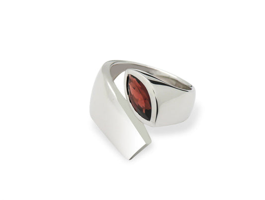 Blue Topaz and Garnet ring in sterling silver, style R3828