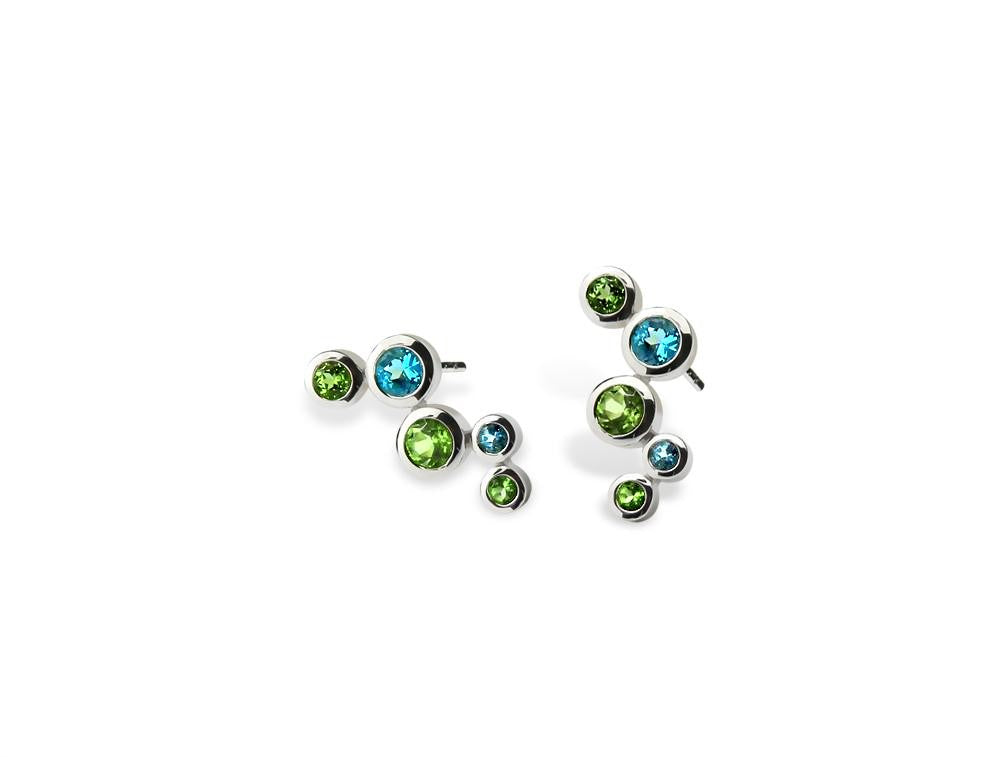 Blue Topaz and Peridot earrings in sterling silver, style E5188 - view 3