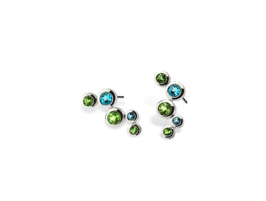 Blue Topaz and Peridot earrings in sterling silver by Joryel Vera, style E5188 - view 3