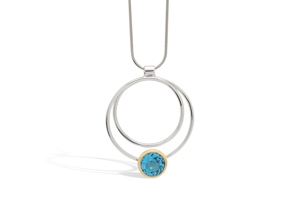 Green Amethyst and Amethyst pendant in sterling silver, style P6476 - view 2