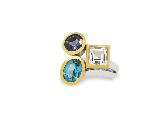 Multi Gemstone Ring R6491 - E6491 BTP/IOL/ROC - Ring