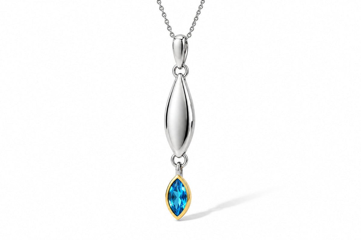Amethyst and Blue Topaz pendant in sterling silver, style P7339
