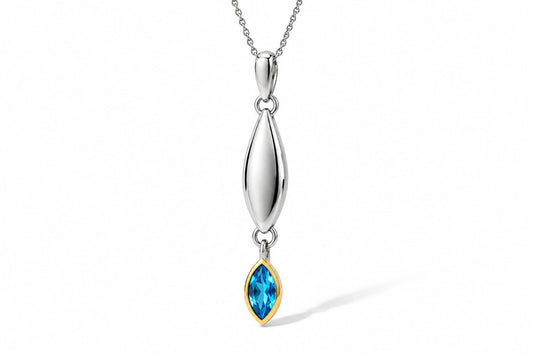 Amethyst and Blue Topaz pendant in sterling silver, style P7339